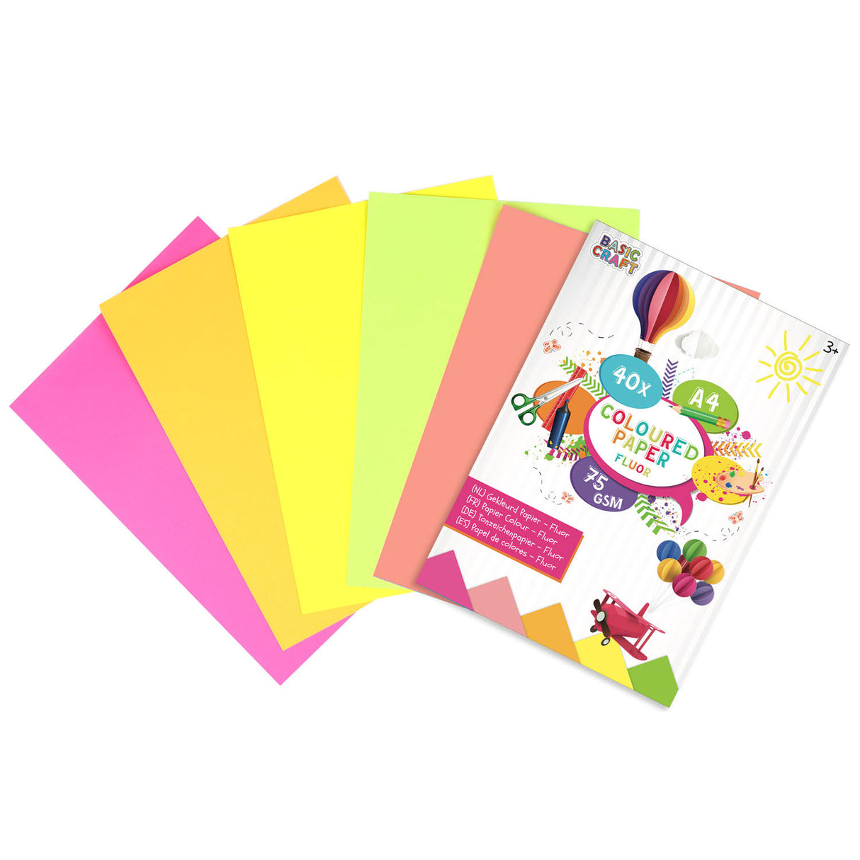 Papel de color A4 de color creativo A4, 40 hojas