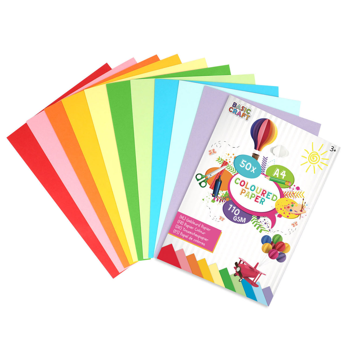 Papel de color creativo A4 110 GSM, 50 hojas