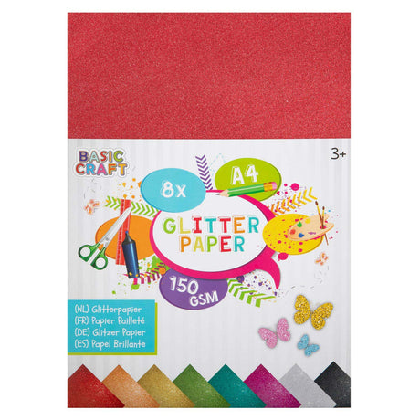 Creative Craft Group Glitterpapier A4 8 Vellen, 150 gsm