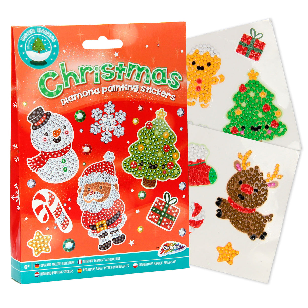 Creative craft group xmas diamond painting stickers, 12pcs.