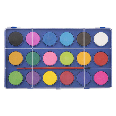 Waassercolor Palette mat Pinsel, 18 Faarwen.