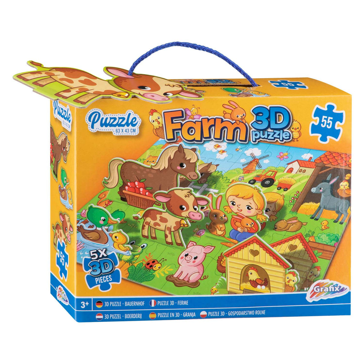 GRAFIX 3D Floor Puzzle Farm, 55st.