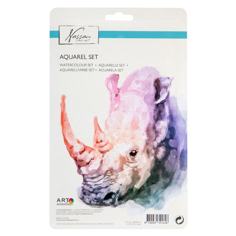 Conjunto de tinta aquarela nassau fine art nassau, 18 cores