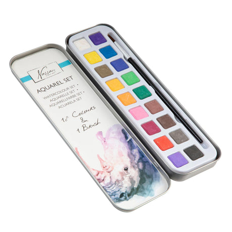 Conjunto de tinta aquarela nassau fine art nassau, 18 cores