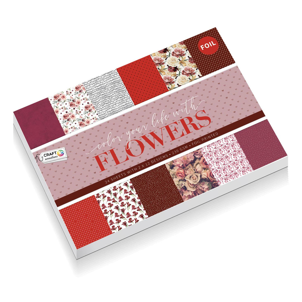 Creative Craft Group Knutselkarton met Folie, 24 vellen Flowers