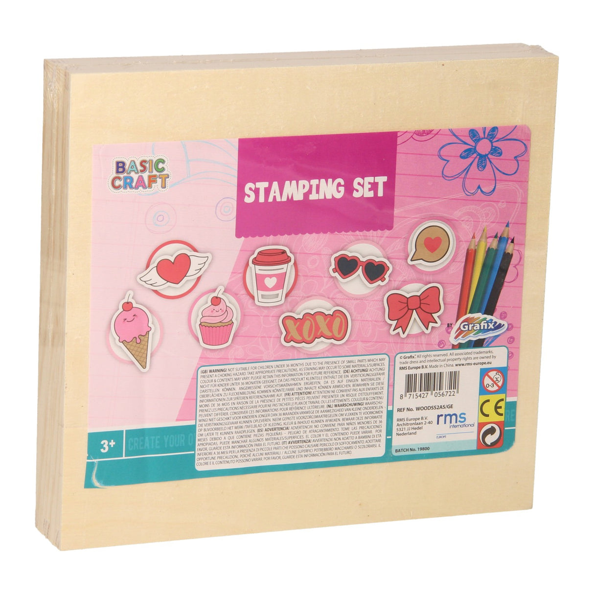 Creative Craft Group wooden stamp set with colored pencils