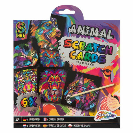 Creative craft group scratch cards, 6 pcs. - animals