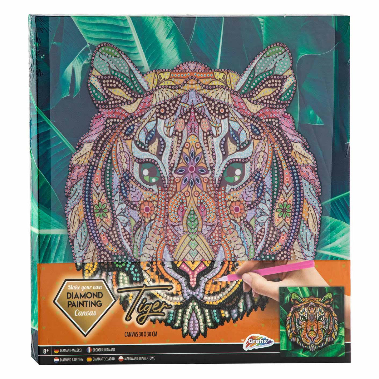 Canvas Diamond Molerei Tiger, 30x30cm