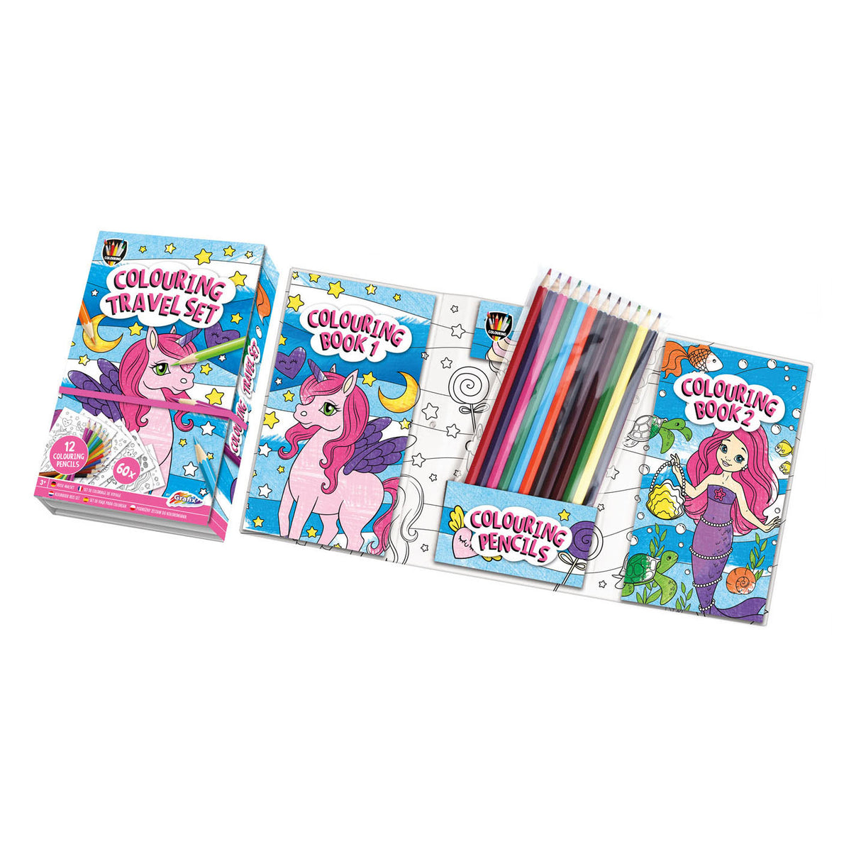 Coloring books (2st.) With pencils - unicorn and mermaid