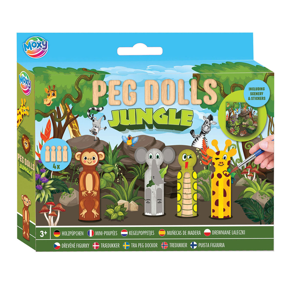 Creative Craft Group Wooden Kegel Dolls Craft Set Jungle