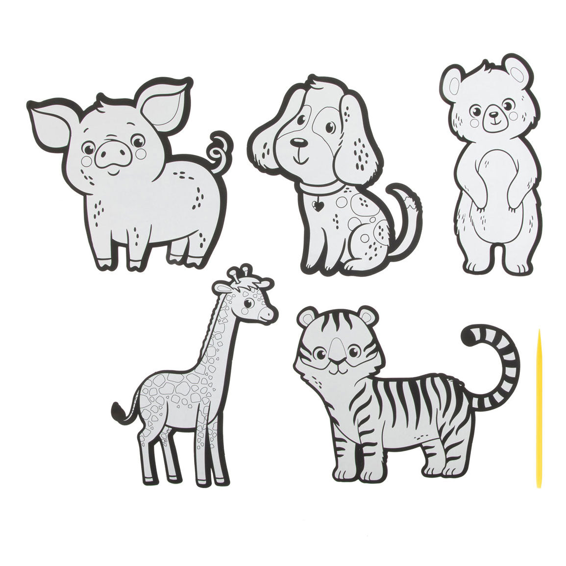 Creative craft group scratch art stickers - animals, 6pcs.