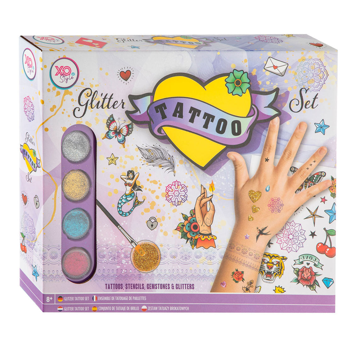 Creative craft group glitter tattoo set, 19pc.