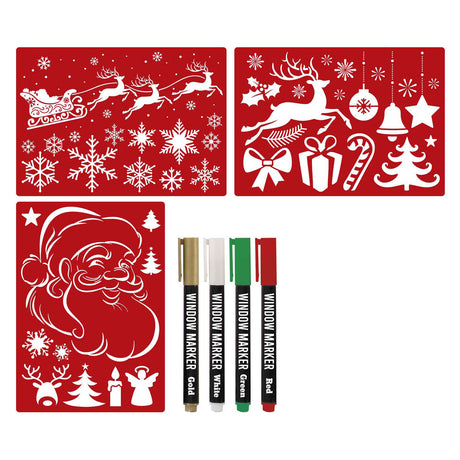 Creative craft group Christmas window stencils set with window markers