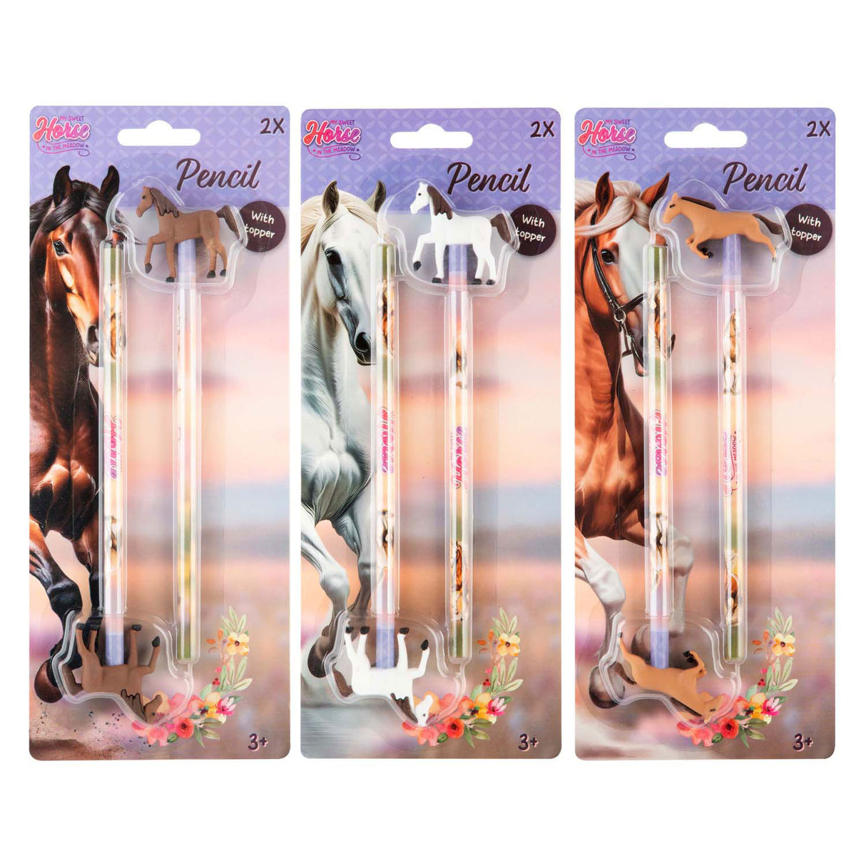 Creative craft group horse pencils with topper - 2 pcs.