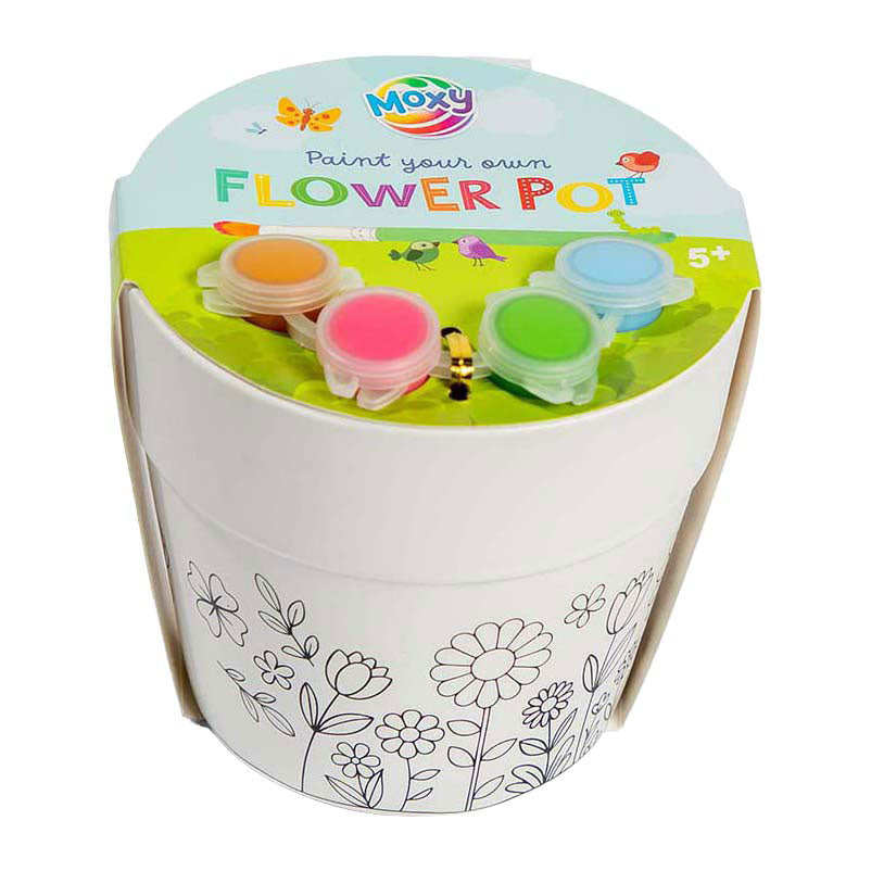 Creative craft group verf-je-eigen bloempot - incl. 4 verfkleuren 1 kwast