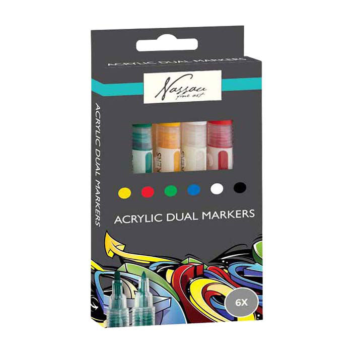 Nassau dual acrylic markers 6 pieces