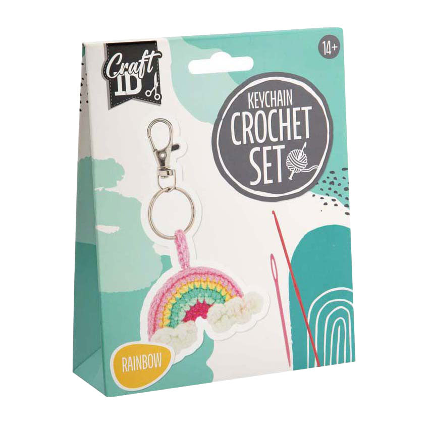 Crochet set to make key ring rainbow 7x1x6 cm | 3 pieces
