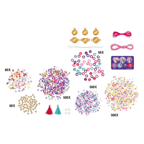 Totum unicorn academy kralen set 1500-delig armbandjes maken - creatief speelgoed vanaf 3 jaar - bedel armbandjes met goudkleurige letter- en speciale kralen