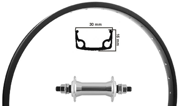 KGS-Vorderrad 26 (47-559) Schwarzes schwarzes Leen Bike Edelstahl Spaak