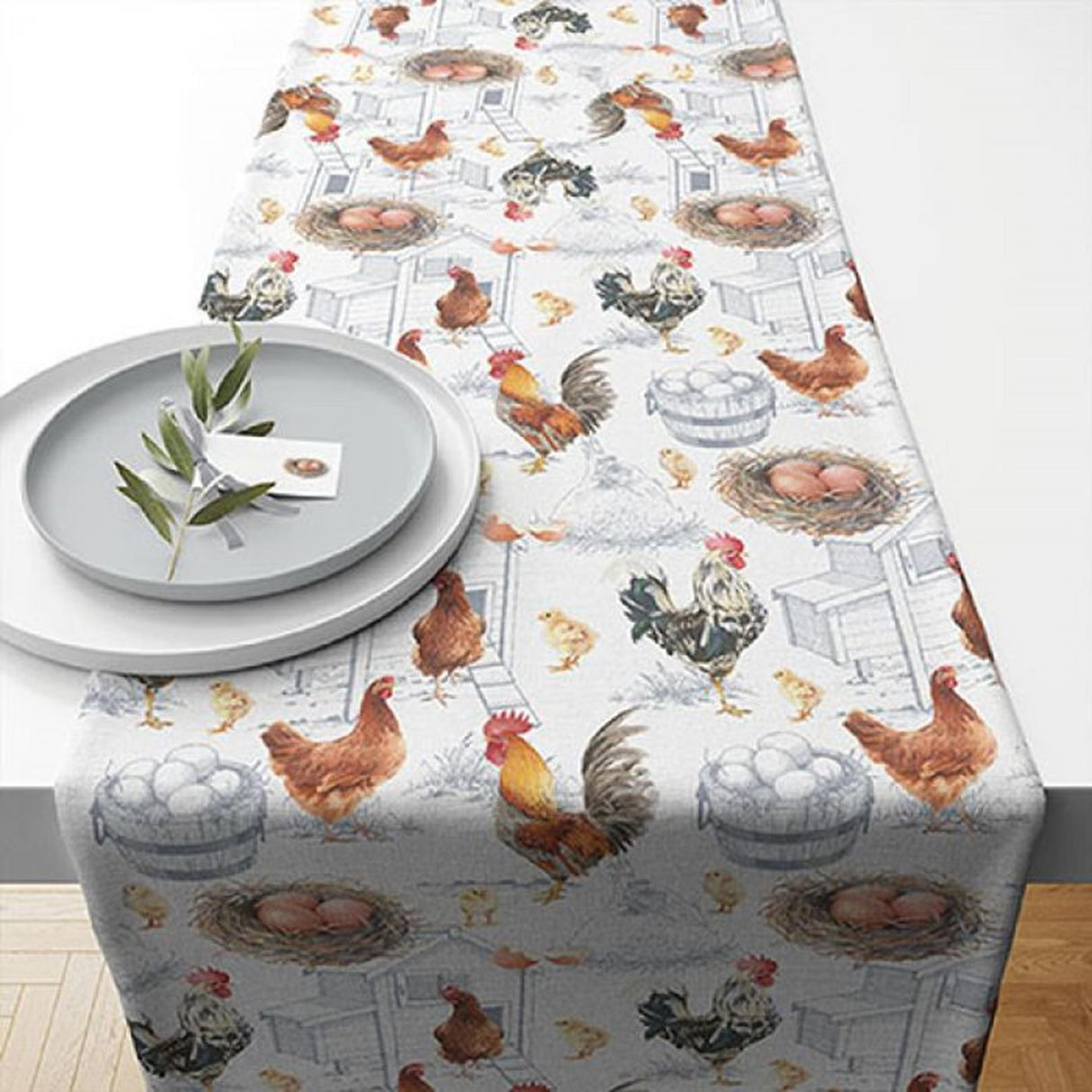 Ambiente table runner chicken farm 40x150