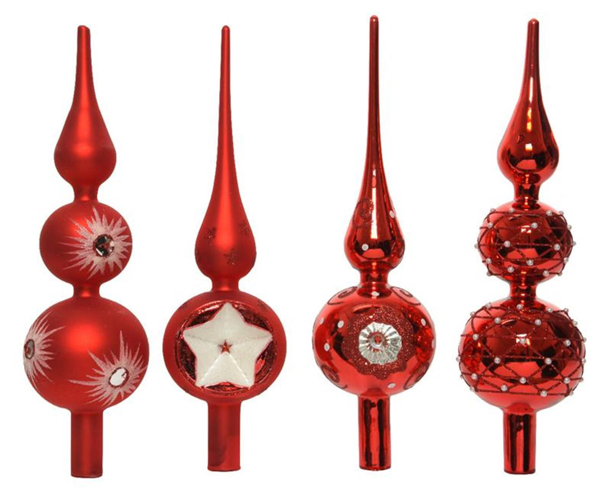 Decoris piek van glas in kerstrood rood dia8x31cm