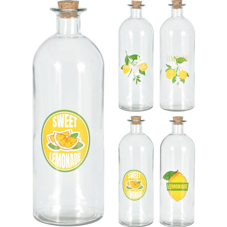 Excellent houseware fles glas met dop kurk 1l