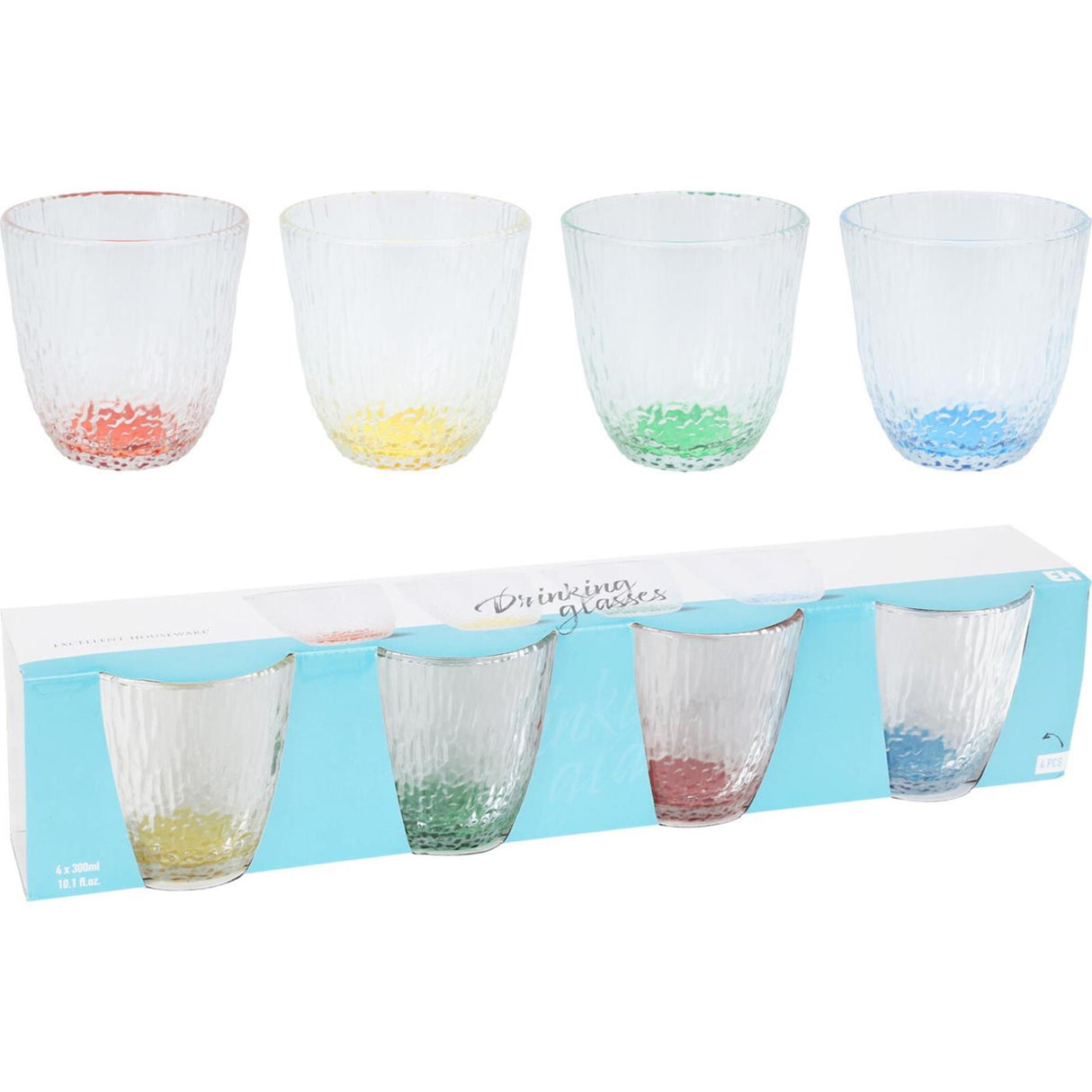 Excellent houseware drinking glass set 4-piece 300ml