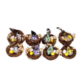 Bird nests 2 in box 4 assorted color Easter | 6 pieces