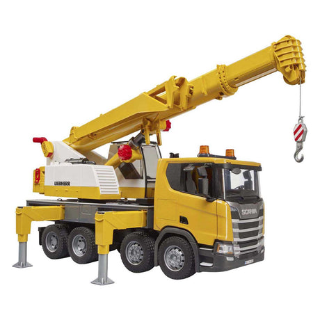Bruder 3571 sunkvežimis scania 560r liebherr kranas su sunkvežimiu