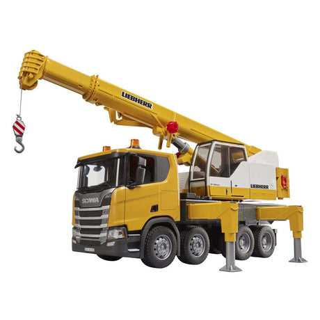 Bruder 3571 sunkvežimis scania 560r liebherr kranas su sunkvežimiu