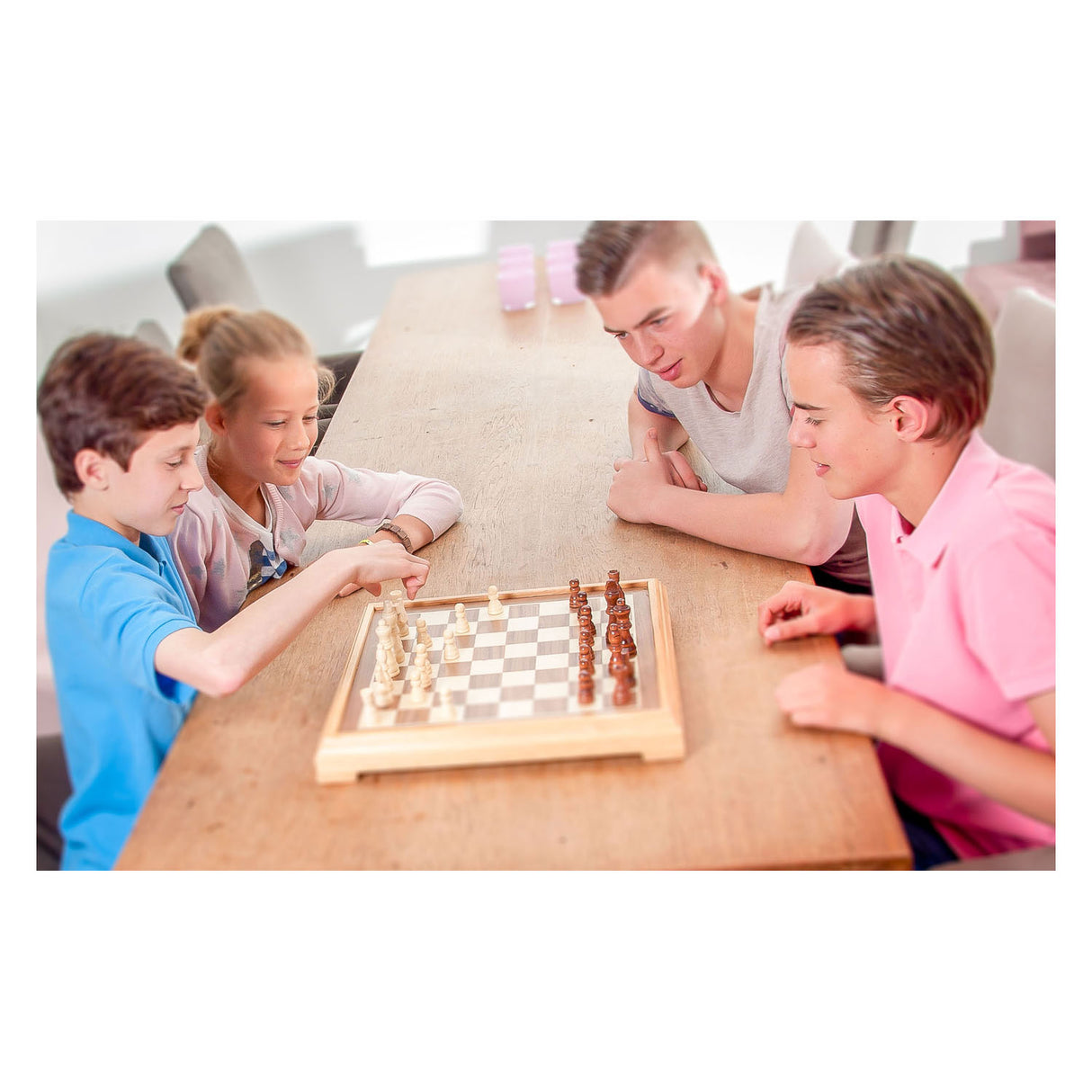 Jeu d'échecs bois pliant en bois de cendres