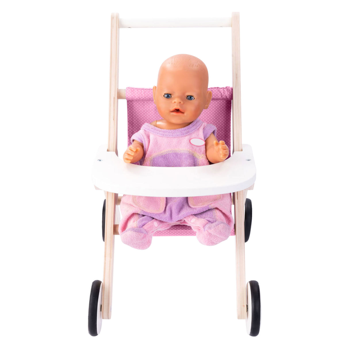 stroller bábóg Engelhart - stroller doll adhmaid - bándearg - 45 x 33 x 50 cm - stroller bábóg do leanaí - bréagáin rólghlacadh -