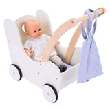 Wooden doll walker grey white