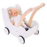 Wooden doll walker grey white