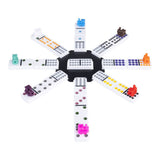 Engelhart domino double 12 Mexican train – 91 tiles with colored eyes – luxury aluminum case with handle – including station trains – strategic family game –