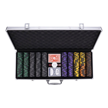 Longfield pokerset in zilveren koffer - high stake 500 chips 14gr.