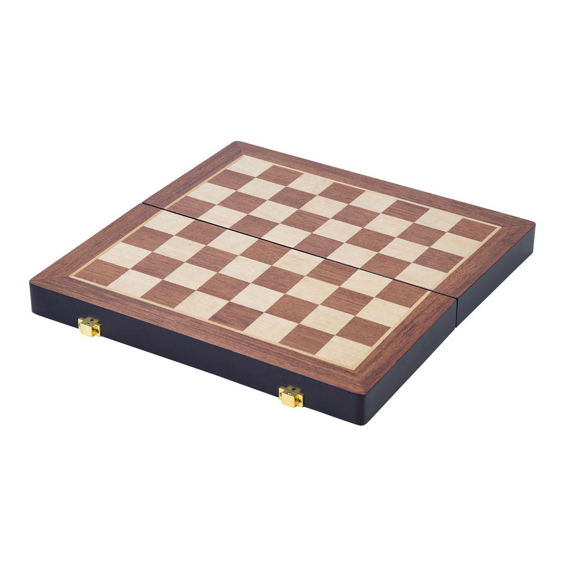 Engelhart Schachset Deluxe ausklappbar - Holzschachset aus Äschenholz - luxuriéis brong Schachbrett 38 x 38 x 5,8 cm - ausklappbar kompakt -