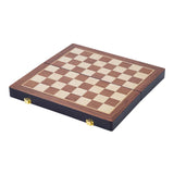 Engelhart Schachset Deluxe ausklappbar - Holzschachset aus Äschenholz - luxuriéis brong Schachbrett 38 x 38 x 5,8 cm - ausklappbar kompakt -