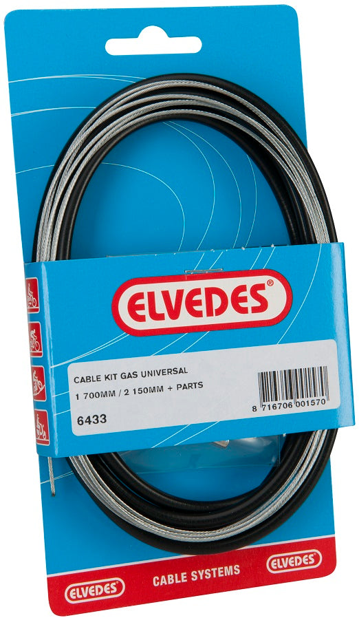 Elvedes gas kabel universal 1700 mm 2250 mm galvaniseret sort (på kort)