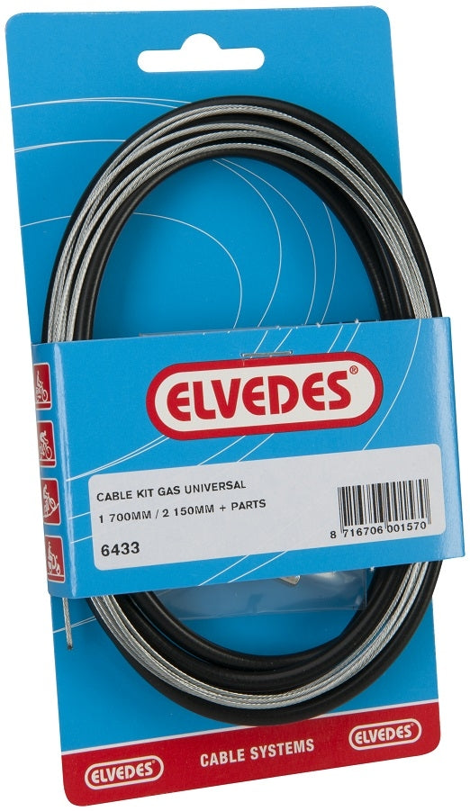 ELVEDES GAS Kabel Universal 1700 mm 2250 mm extra flexible verzinktes Schwarz (auf der Karte)