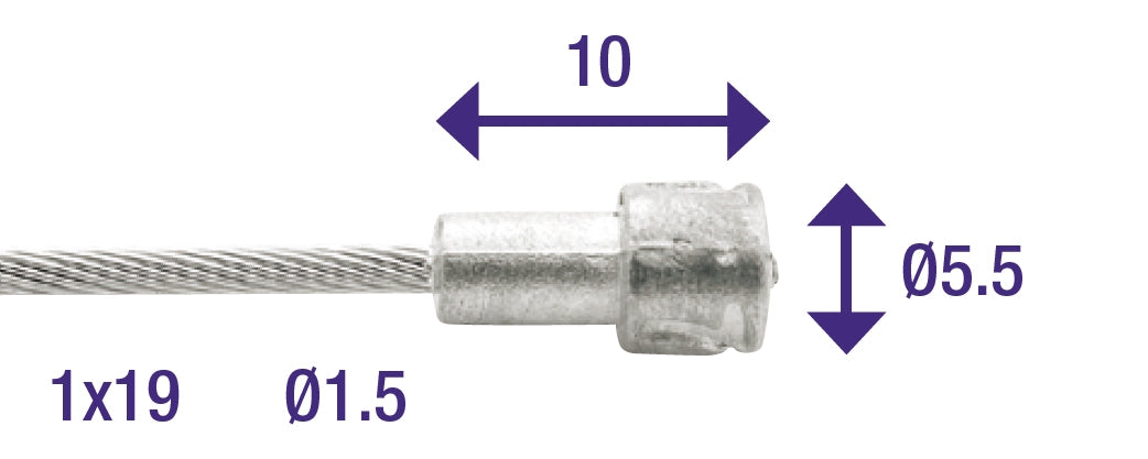 Elvedes Rem binnenkabel 2000mm RVS ø1,5mm V-nippel (100 stuks)