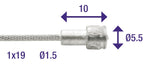 REM BINNENKABEL ELVEDES 2000mm rustfritt stål Ø1.5mm V-Nippel (100 stykker)