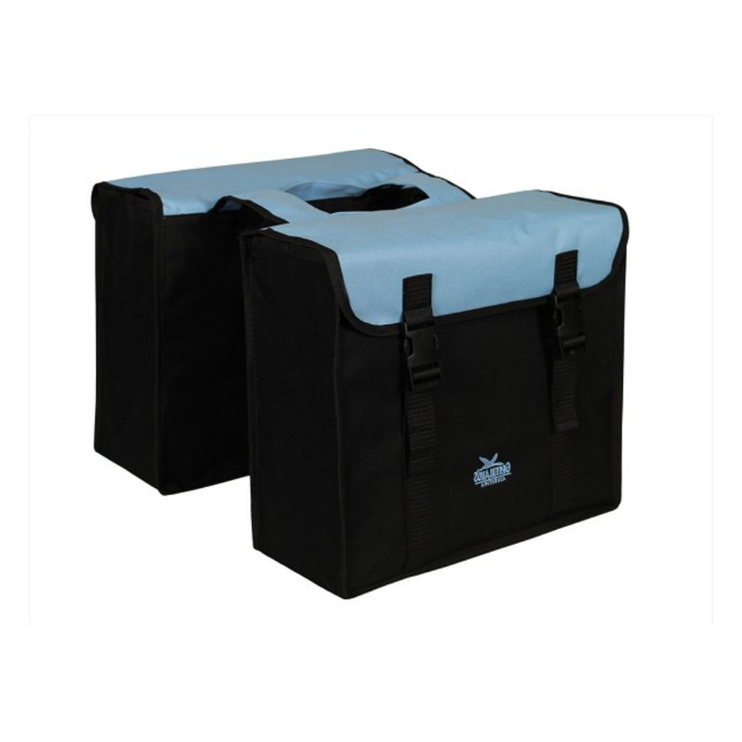 Sac double du Groenlands, bleu noir. Dimensions 38x34x13cm. Contenu total 35L