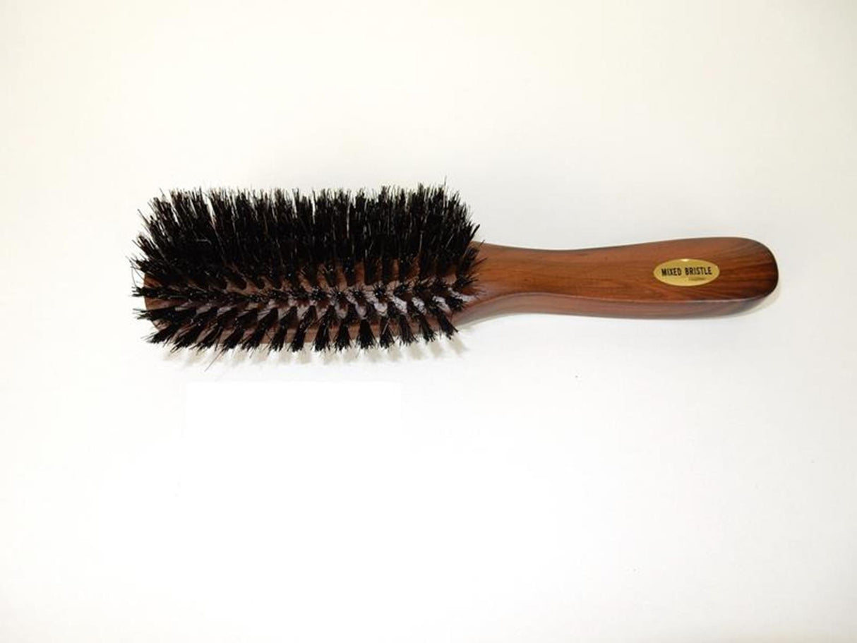 Hairbrush with wide hard mixed bristles