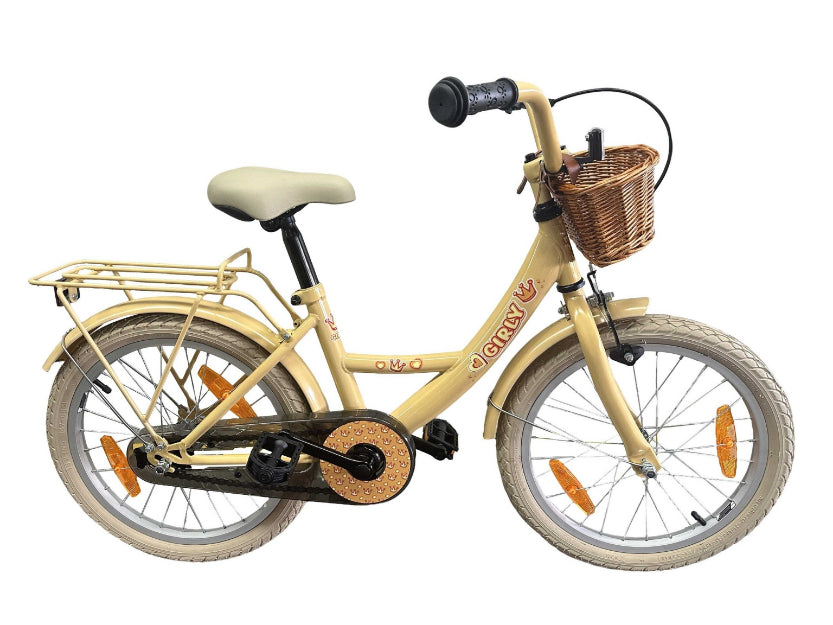Bicicleta infantil Bikefun feminina de 18 polegadas - com cesto e cubo de freio - ouro