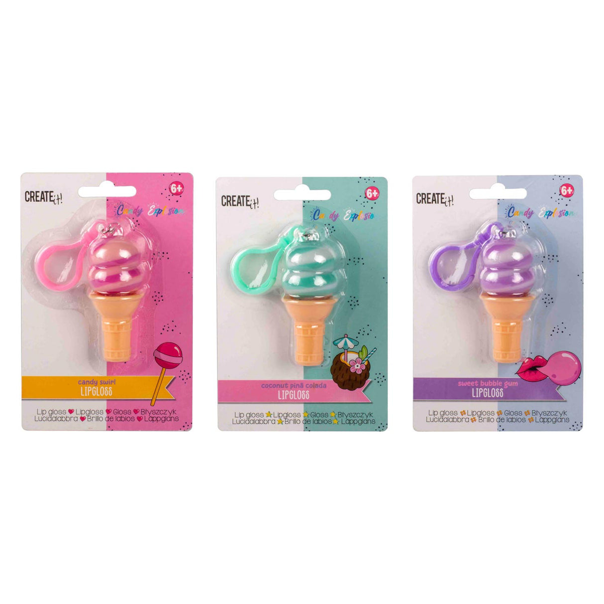 Canenco Create It! Candy Explosion Lipgloss Ice cream key ring