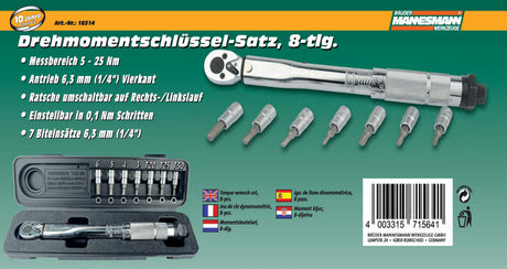 Brüder Mannesmann Torque Wrench 5-25 Nm 1/4 (hobby) - 18314