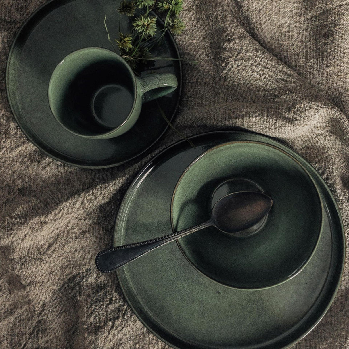 Dutch rose serenity plate ø18.5cm green 4 pcs