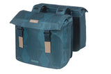 Basil Elegance dubbele fietstas, blauw, gerecycled PET, gevoerd, waterkerende sluiting, Universal Bridge, 40-49L