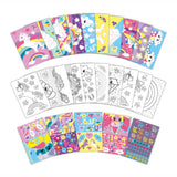 Totum Unicorn Sticker Puzzle Aktivitéitsbuch A5 - Vakanzebuch Sticker no Zuel inkl. Faarwen Säiten - Spillsaachen fir Meedercher vun 3 Joer